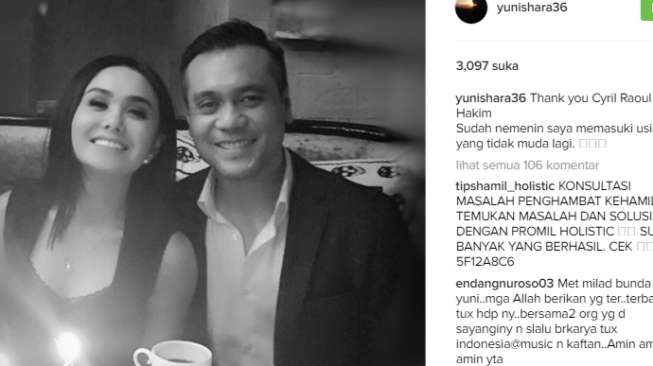 Ultah, Yuni Shara Posting Foto Mesra Bareng Pacar