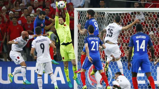 Belum Ada Gol di Laga Prancis vs Albania