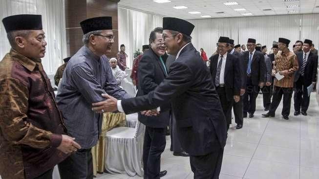 Acara sidang itsbat dan konferensi pers penentuan Idul Adha 2016/1437 H yang dipimpin Menteri Agama (Menag) Lukman Hakim Saifuddin, di Jakarta, Kamis (1/9/2016). [Suara.com/Kurniawan Mas'ud]