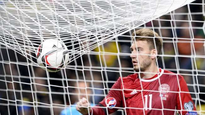 Pemain Nottingham Forest Nicklas Bendtner. JONATHAN NACKSTRAND/ AFP