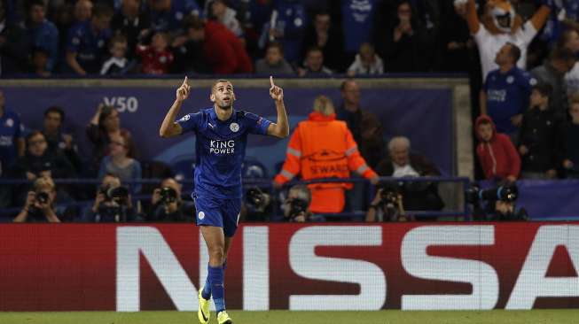 Islam Slimani Beri Leicester Kemenangan Kedua di Liga Champions