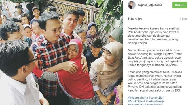 Bikin Adem, Sophie Unggah Ahok Dipeluk Nenek Berjilbab