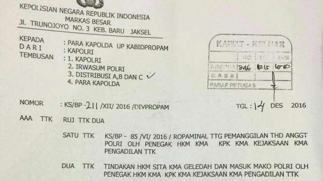 Polri Minta KPK Izin ke Kapolri Jika Mau Periksa Polisi