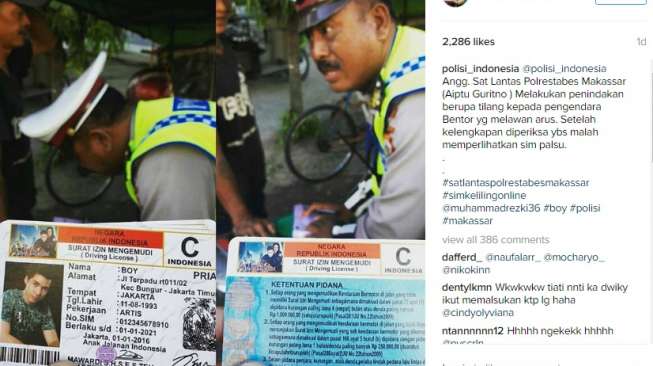 Ditilang, Lelaki Ini Tunjukkan Sim Bertuliskan "Boy Anak Jalanan"