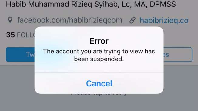 Twitter FPI Diblokir, Rizieq: Ini Pengebirian Kebebasan Pers
