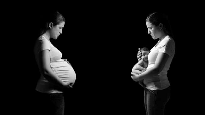 Ilustrasi foto saat hamil dan setelah melahirkan. (Shutterstock)