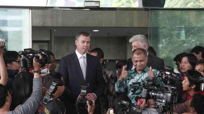 Menteri Kehakiman Australia Michael Keenan berkunjung ke gedung Komisi Pemberantasan Korupsi (KPK), Jakarta, Kamis (2/2).