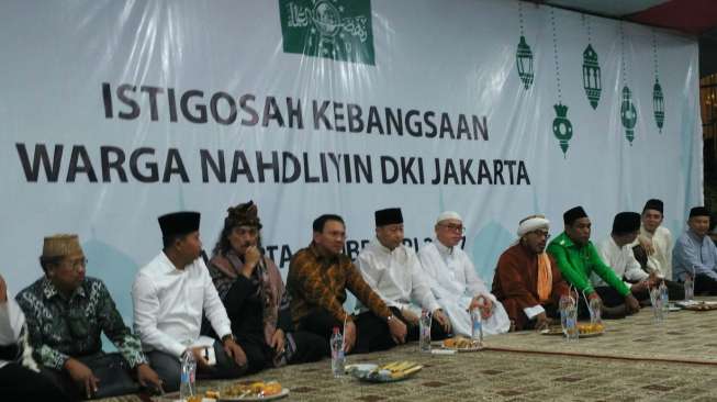 Ahok Disambut Salawat Datang ke Istigosah Nahdliyin