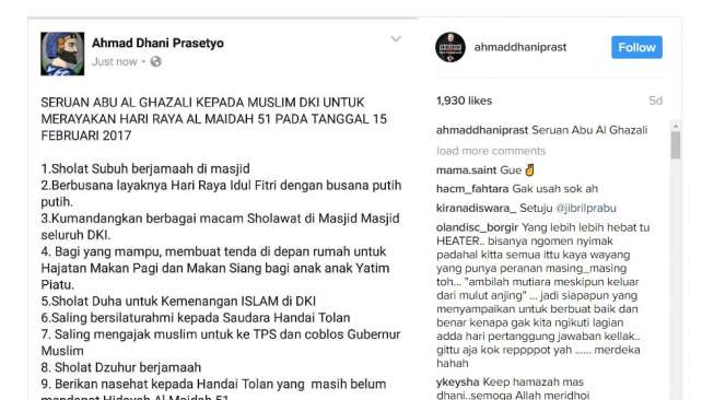 Umumkan Hari Raya Al-Maidah, Ahmad Dhani Tuai Kritikan