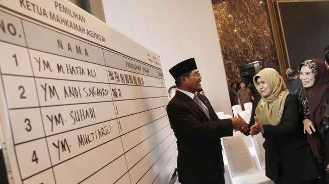 Acara pemilihan Ketua Mahkamah Agung (MA) di Gedung Kusuma Atmaja Mahkamah Agung, Jakarta, Selasa (14/2/2017). [Suara.com/Oke Atmaja]