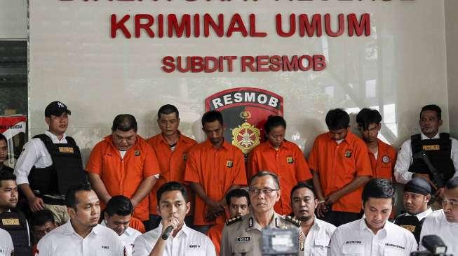 Direktorat Reserse Kriminal Umum Polda Metro Jaya merilis empat jenis tindak kejahatan, di Jakarta, Jumat (17/2).