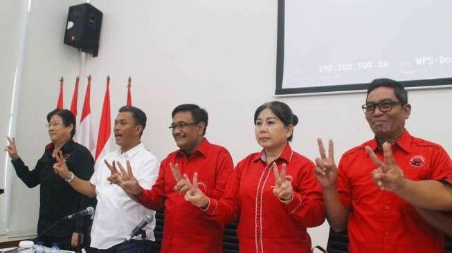 Rapat konsolidasi di kantor DPP PDI Perjuangan, Jakarta, Sabtu (18/2).