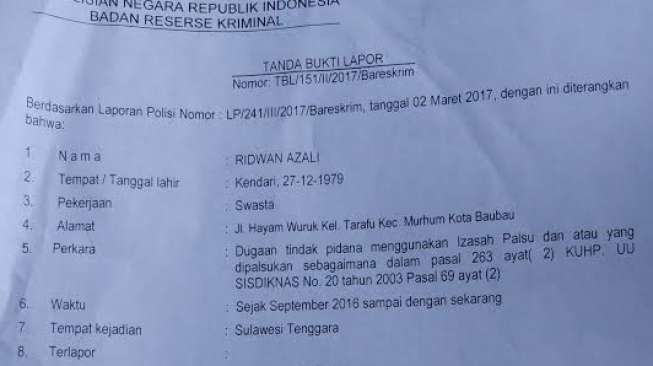 Diduga Pakai Ijazah Palsu, Wakil Bupati Buton Selatan Dilaporkan