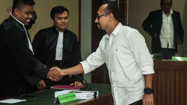 Andi Taufan Tiro jalani sidang tuntutan di pengadilan Tipikor, Jakarta, Rabu (29/3).