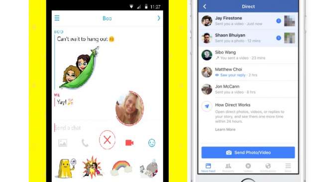 Perbandingan Snapchat dan fitur-fitur baru Facebook (Shutterstock).