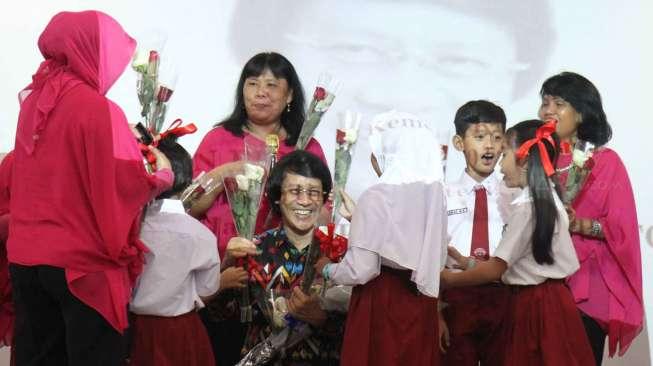 Anak-anak di acara peringatan 47 tahun pengabdian Kak Seto di aula RA Kartini, Kementerian Pemberdayaan Perempuan dan Perlindungan Anak, Jakarta, Selasa (4/4/2017). [Suara.com/Oke Atmaja]