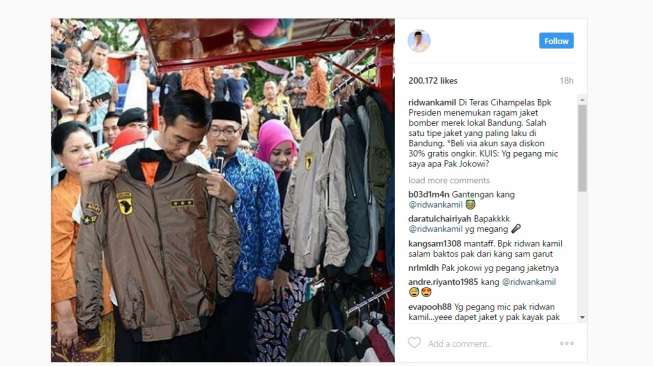 Tulisan Ridwan Kamil soal Jaket Jokowi Bikin Netizen Ngakak