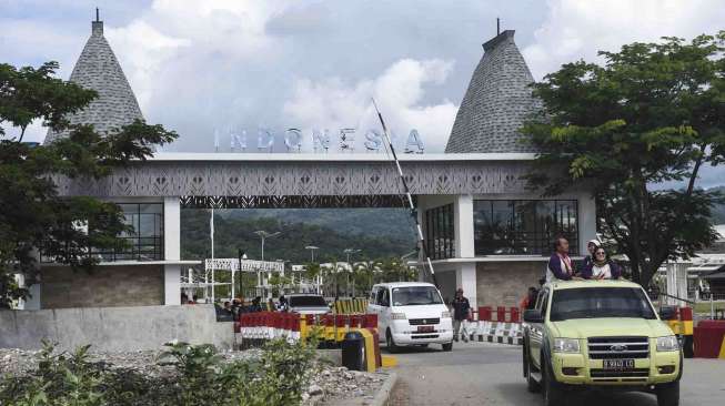 Pos Lintas Batas Negara (PLBN) Terpadu RI-Timor Leste di Motaain, Belu, NTT, Kamis (4/5).