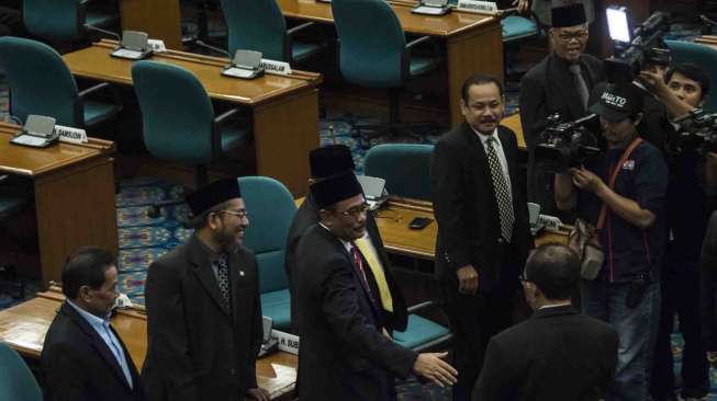 Suasana rapat paripurna istimewa di DPRD DKI Jakarta, Rabu (31/5).