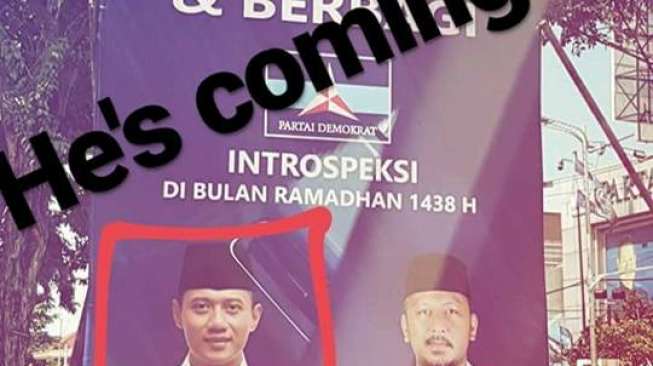 Banner AHY Berdiri Tegak di Surabaya, Netizen "Kepo"