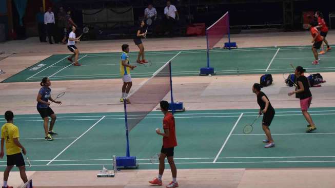 Jelang pelaksanaan kejuaraan BCA Indonesia Open 2017 di Plenary Hall, JCC Senayan, Jakarta, Sabtu (10/6).