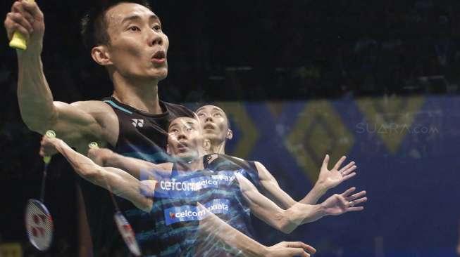 Pebulutangkis tunggal putra Malaysia Lee Chong Wei menghadapi pebulutangkis tunggal putra India Prannoy H.S pada pertandingan babak kedua kejuaraan BCA Indonesia Open 2017 di Jakarta Convention Center, Senayan, Kamis (15/6).