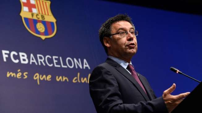 Presiden klub Barcelona Josep Maria Bartomeu. LLUIS GENE / AFP
