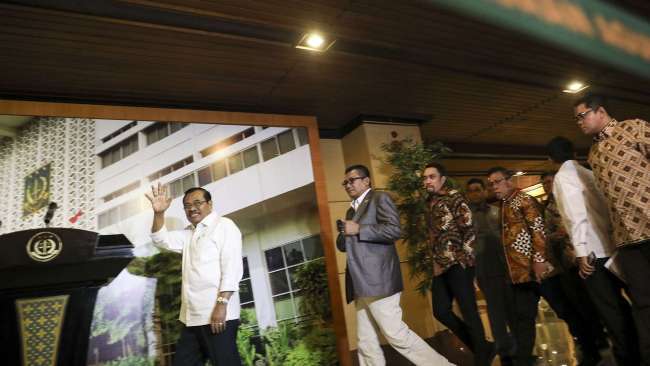 Panitia khusus hak angket KPK menyambangi Kejaksaan Agung di Jakarta, Kamis (12/7). 