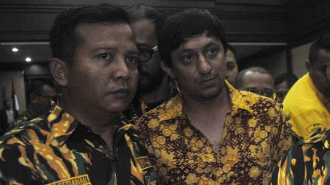 Ketua Angkatan Muda Partai Golkar (AMPG) Fahd El Fouz menjalani sidang perdana sebagai terdakwa di Pengadilan Tipikor Jakarta, Kamis (13/7).