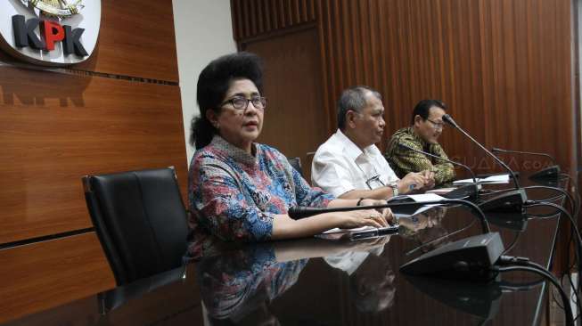 Penandatanganan MoU Ketua KPK Agus Rahardjo dengan Dirut BPJS Kesehatan Fachmi Idris di Gedung KPK, Jakarta, Rabu (19/7).