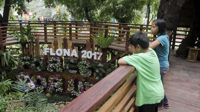 Pameran Flona 2017 di Lapangan Banteng, Jakarta, Sabtu (22/7). 