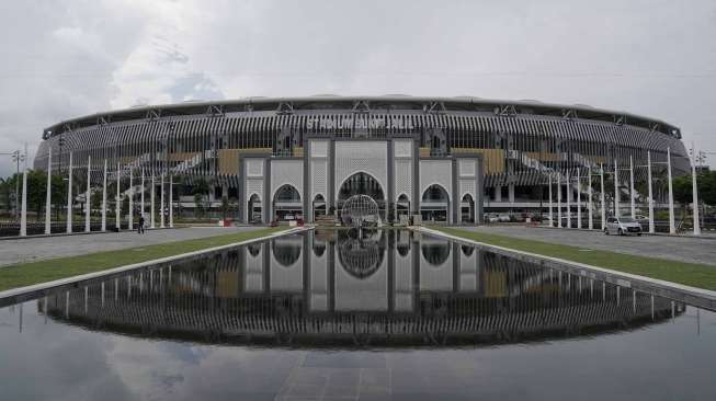 Suasana Stadion Bukit Jalil yang digunakan sebagai lokasi SEA Games XXIX Kuala Lumpur, Malaysia, Senin (14/8).