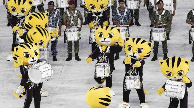 Pembukaan SEA Games XXIX di Stadion Bukit Jalil, Malaysia, Sabtu (19/8).