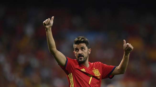 David Villa usai pertandingan Spanyol vs Italia di Santiago Bernabeu, Madrid [AFP]