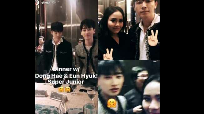 Pose Bareng Donghae dan Eunhyuk, Gita Gutawa Bikin Iri ELF