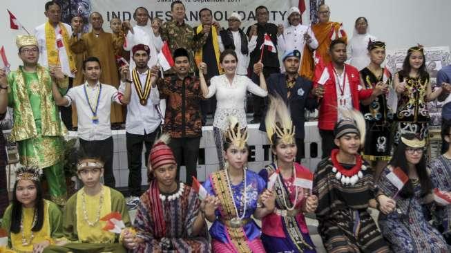 Aksi doa lintas agama dan deklarasi solidaritas untuk Rohingya di Museum Kebangkitan Nasional, Jakarta, Selasa (12/9).