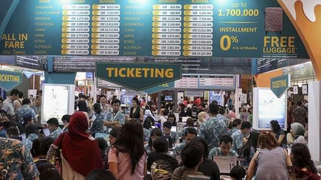 Garuda Indonesia Travel Fair 2017 (GATF) di Jakarta Convention Centre (JCC), Senayan, Jakarta, Jumat (22/9).