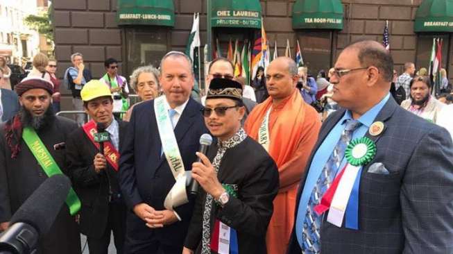 Parade tahunan komunitas Muslim di New York. (dokumen Shamsi Ali)