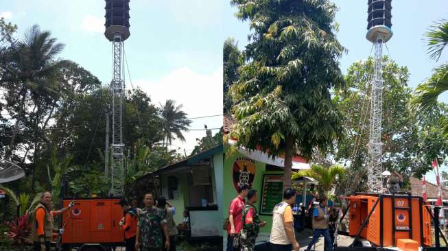 BNPB Pasang Sirine dan Puluhan Peringatan Bahaya di Gunung Agung