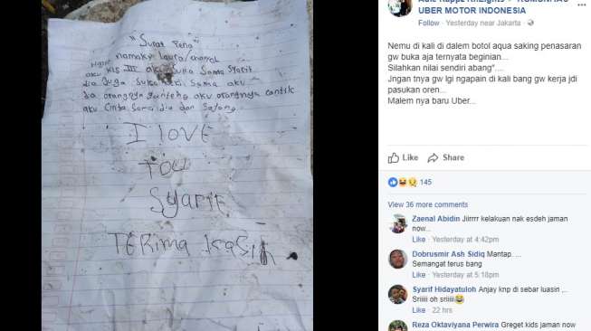 Ditemukan Surat Cinta "Kids Zaman Now" dalam Botol, Isinya Lucu!