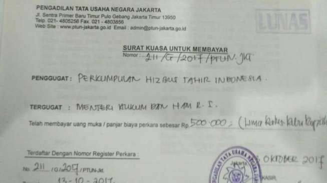 HTI Resmi Gugat Pencabutan Badan Hukum oleh Kemenkumham ke PTUN