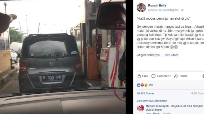 Viral! Pinjami Kartu E-Toll, Ujungnya Malah Dibawa Kabur