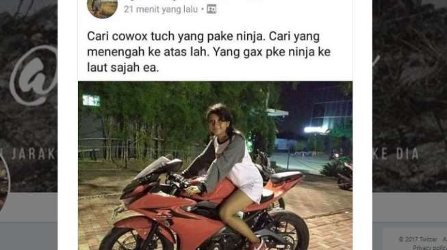 Geger! Perempuan Ini Cari Lelaki Bermotor Ninja, Ada Apa Yah?