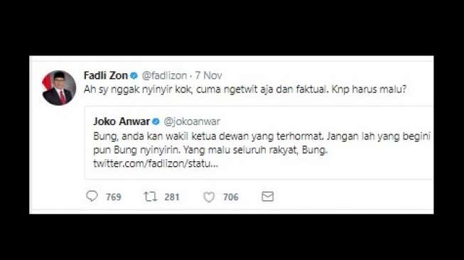 Fadli Zon vs Joko Anwar