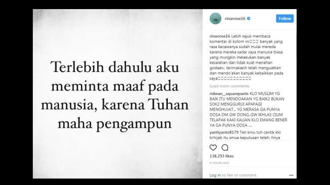 Warganet Jadi Alasan Rina Nose Lepas Jilbab?