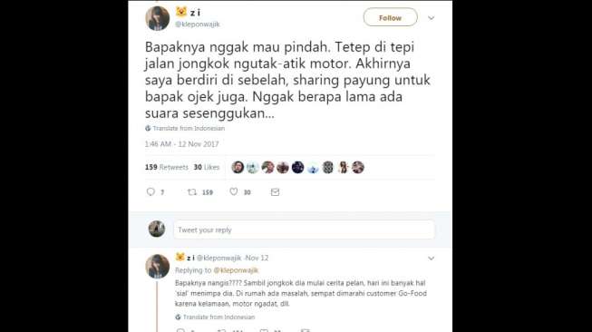 Cerita driver Gojek. [Twitter]