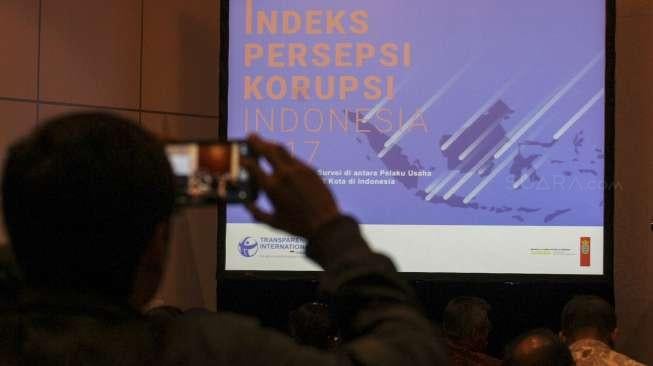 Peluncuran Indeks Persepsi Korupsi Indonesia 2017, di Jakarta, Rabu (22/11).