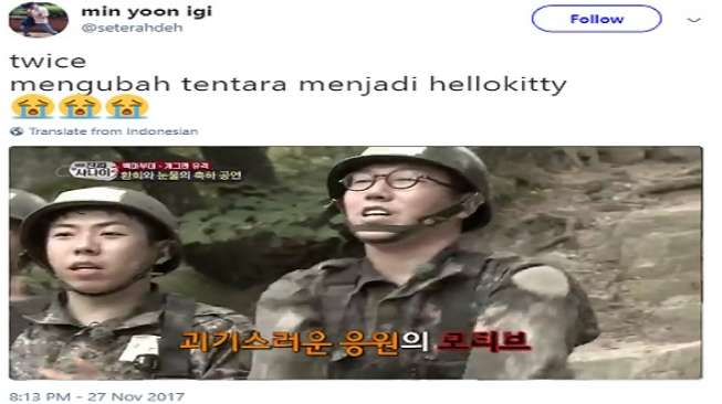 Reaksi Kocak Tentara saat Bertemu Girlband