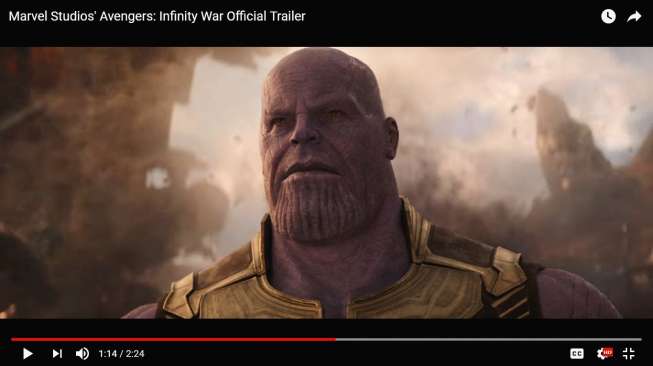 Potongan trailer Avengers: Infinity War. [YouTube/Marvel Entertainment/screenshot]