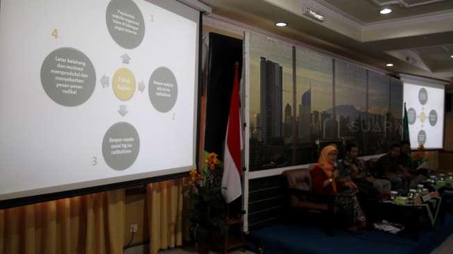 Pusat Studi Budaya dan Perubahan Sosial (PSBPS) Universitas Muhammadiyah Surakarta (UMS) menggelar hasil penelitian Radikalisme di Website dan Media Sosial (Medsos), di Gedung Muhammadiyah, Jakarta, Senin (4/12).